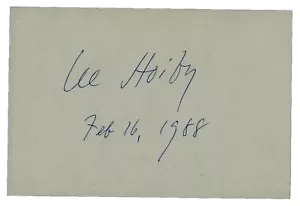 Tarjeta 4x6 firmada a mano por Lee Hoiby de “compositor renombrado” de 1988 certificado de autenticidad - Imagen 1 de 2