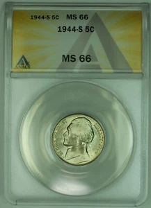 1944-S Jefferson Silver Nickel 5C ANACS MS 66 (51) C - Picture 1 of 2