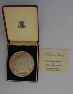 Falklandinseln 100 Jahre Selbstversorgung 5oz Silber PP 25£ Münzbox + COA - Bild 1 von 4