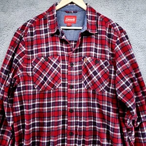 Coleman Mens XL Long Sleeve Button Down Red Plaid Flannel Shirt - Picture 1 of 22