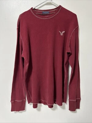 Vintage American Eagle Vintage Fit Mens Size Large Tall Thermal Maroon Red Eagle - Image 1 of 4