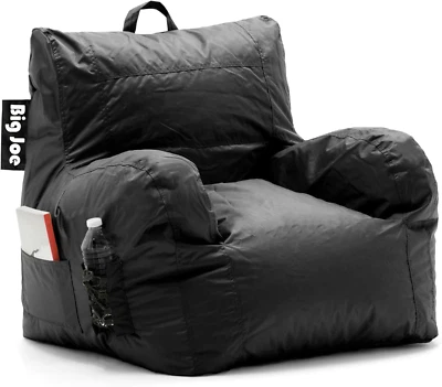Dorm Bean Bag Chair with Drink Holder and Pocket, Black Smartmax, Durable Polyes