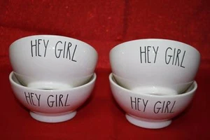 RAE DUNN BY MAGENTA HEY GIRL FOOTED SOUP CEREAL BOWLS(s) - SET OF 4 - Picture 1 of 1