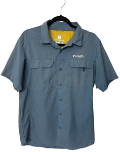 Columbia Titanium Omni Freeze Zero Shirt Mens Blue Button Short Sleeve Fishing M - Picture 1 of 10