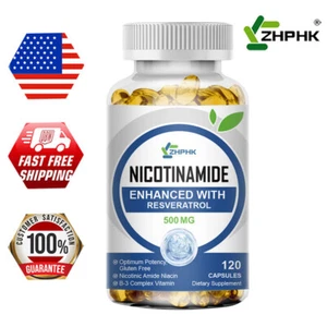 500MG Nicotinamide Resveratrol NAD Supplement, Anti-aging 120 Natural Capsules - Picture 1 of 10