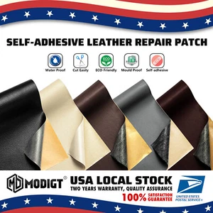 Leather Repair Kit Self-Adhesive Patch Stick on Sofa Clothing Car Seat Couch US - Picture 1 of 27