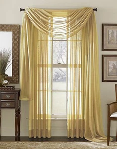 2-Piece Sheer Voile Window Treatment Curtain Short Panel 63" Long Solid Colors  - Picture 1 of 19
