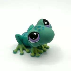 LPS Littlest Pet Shop Frog #155 Authentic Carry Case Series Spots Purple Eyes - Picture 1 of 5