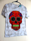 Decorative Skull T-Shirt Womens Sz XL White Marbled Tye Dye by Fosforos Galileo