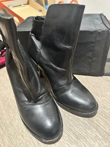 Maison Martin Margiela Black Leather Ankle Boots 38.5 / 8.5 - Picture 1 of 8