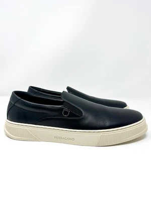Ferragamo Hombre Cameron Zapatillas Sin Cordones Cuero Negro 10.5 EE. UU. M Foto 1 de 4