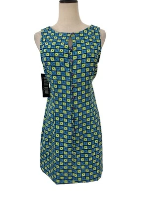 Vtg 90s Byer Too! Mini Dress NWT Geometric Mod Print Sleeveless Button Front 11 - Image 1 of 4