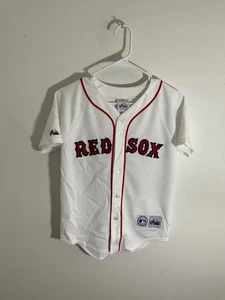 Nueva camiseta de béisbol juvenil Majestic Red Sox blanca/roja manga corta abotonada - Imagen 1 de 5