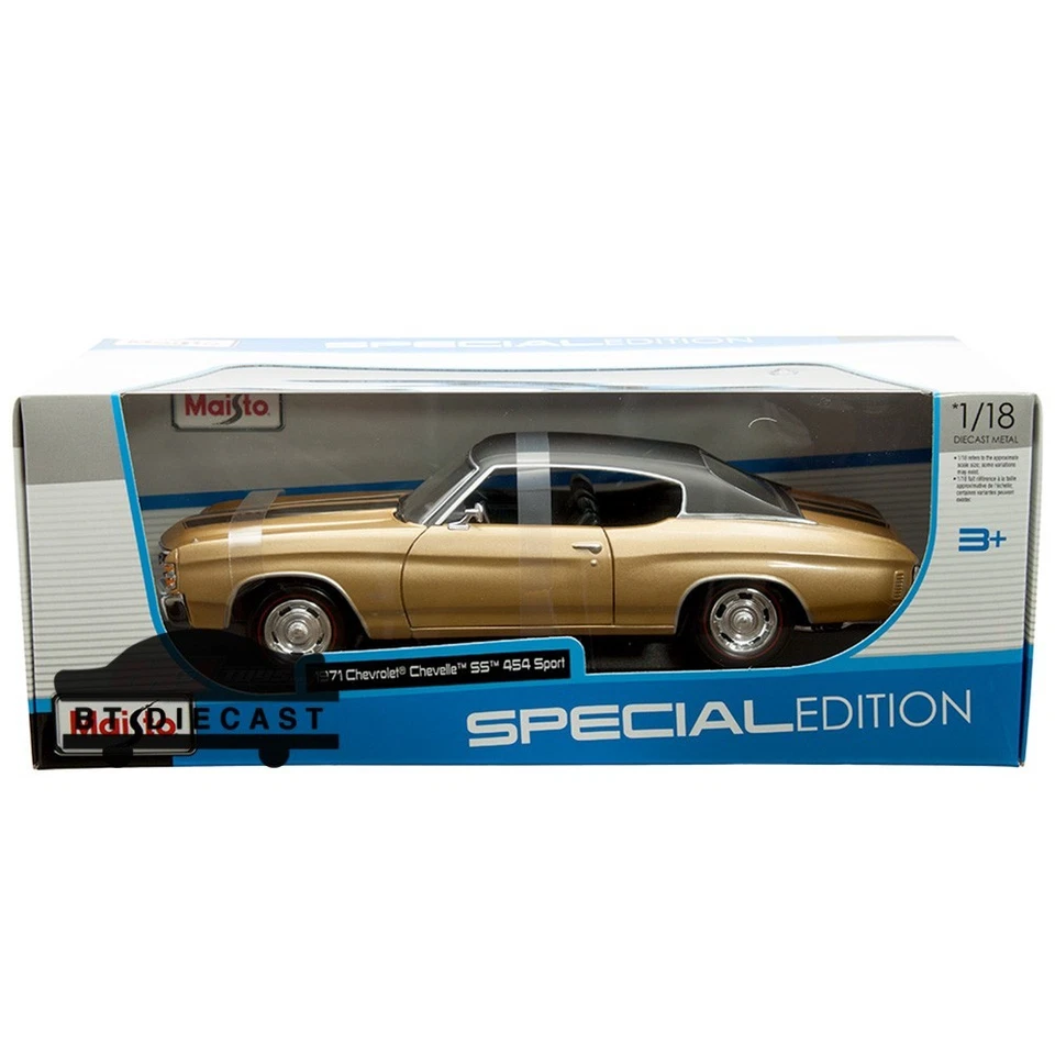 MAISTO 1971 CHEVROLET CHEVELLE SS 454 SPORT 1/18 ЛИТАЯ МОДЕЛЬ АВТОМОБИЛЯ ЗОЛОТО 31890 - Изображение 1 из 1