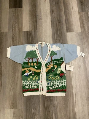 Vintage Susan Bristol Sweater Women's Short Sleeve Hand Knit Garden Sz Sm - Image 1 of 4