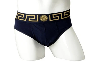 Versace Men's Navy Blue/Gold Low Rise Slip Underwear Versace Sz 6 US L IT 52 - Image 1 of 4