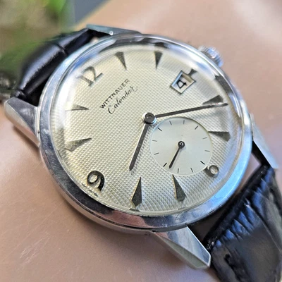 Reloj de cuerda manual vintage WITTNAUER Calenday para hombre esfera gofre años 50 Foto 1 de 4