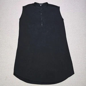 Vestido Camisa Eileen Fisher Mujer PEQUEÑO Negro Cuello Mandarín Sin Mangas Lyocell - Imagen 1 de 9
