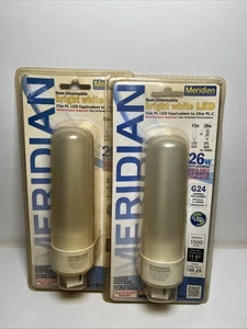2 Light Bulbs Meridian G24 26W Equivalent Bright White PL-C Non-Dimmable LED - Picture 1 of 2