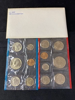 US Mint 1980 Uncirculated Coin Set Denver & Philadelphia OGP Free Shipping - Image 1 of 2