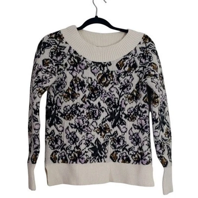 Suéter Pullover Loft Para Mujer Tejido Pintado Floral Talla XS Cuello Barco Boho Jardín Foto 1 de 4