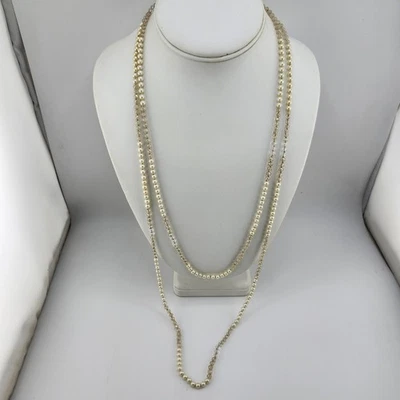 Ann Taylor Faux Pearl Crystal Bead Necklace Costume Jewelry Long Strand - Image 1 of 4