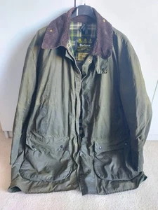 Chaqueta Barbour Border A200 C48 Algodón Cera Verde Salvia Años 90 De Colección, XL, Hecha en Reino Unido - Imagen 1 de 7