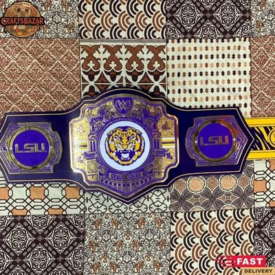 LSU Tigers GEAUX Legacy Replica Championship Wrestling Title Belt 2mm Brass A+ - Image 1 of 4