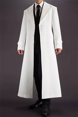 Белый и черный мужской Slim fit костюмы бизнес ужин хозяин вечеринки длинное пальто - Изображение 1 из 4