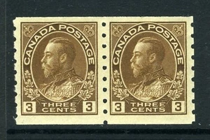CANADA Scott 129 - H/NH - 3¢ Brown King George V Admiral Coil Pair (.057) - Picture 1 of 2
