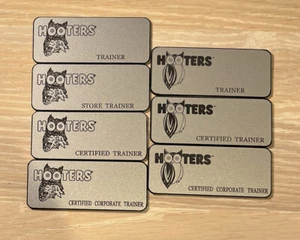 HOOTERS TRAINER Girl Uniform Halloween Costume Pin Badge Tag PICK YOUR NAME TAG - Picture 1 of 25