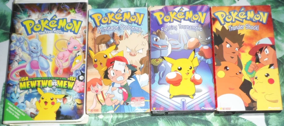 Pokemon 4 VHS Lot Thunder Shock Fighting Tournament Pineapple Problems First Mov - Image 1 of 1