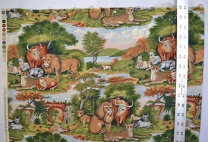 Peaceable Kingdom Cotton Fabric 2/3 Yd Remnant (25.5" x 43") Multi-Color Quilts - Picture 1 of 5