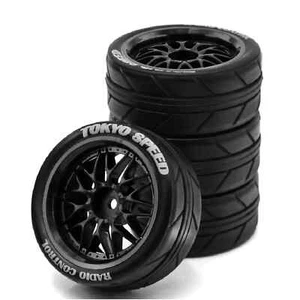 RC 1/10 Rubber Tire Wheel Tyre 12mm Hex for Tamiya TT01 TT01E TT02 TT02B TA06 - Picture 1 of 14