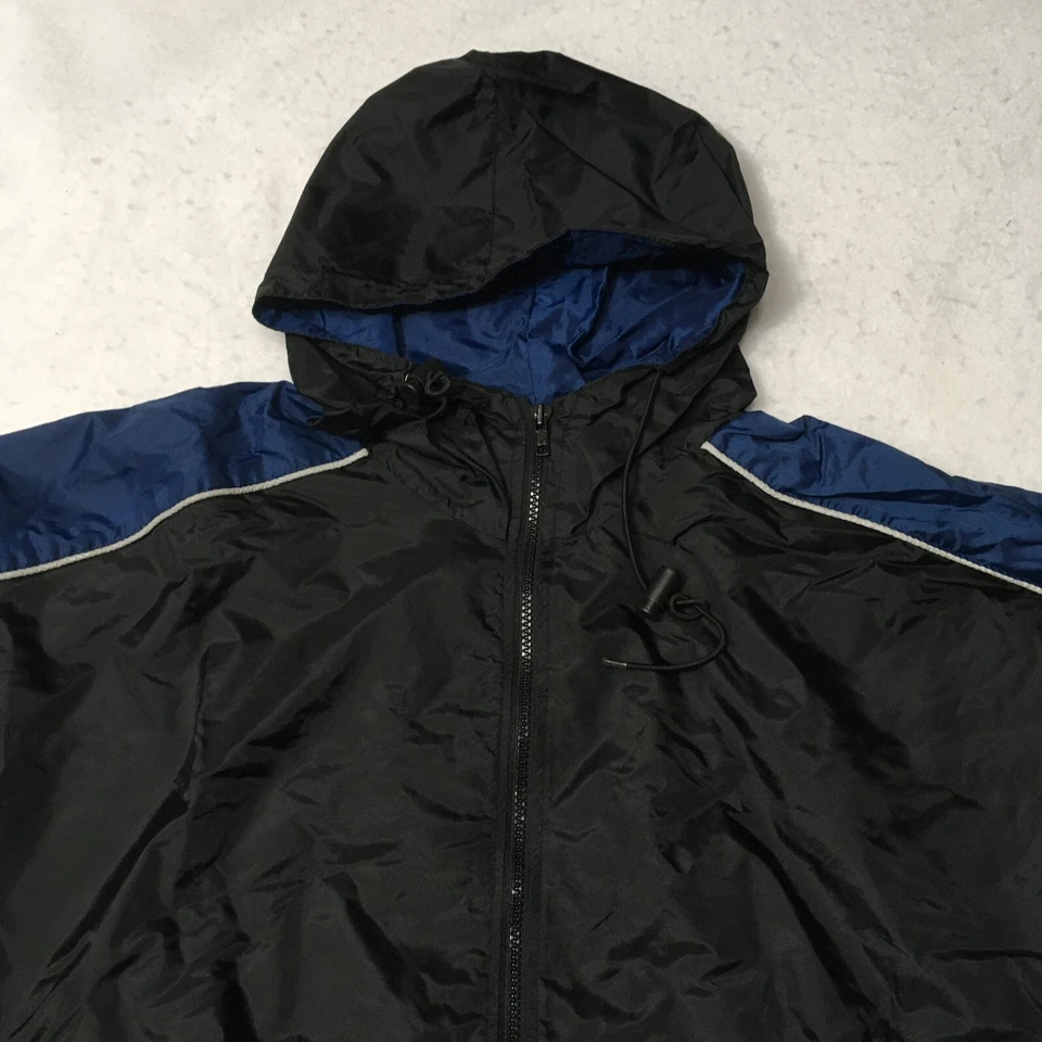 Chaqueta cortavientos de colección cremallera completa años 80 90 nailon rayas azul rojo blanco negro Foto 1 de 4