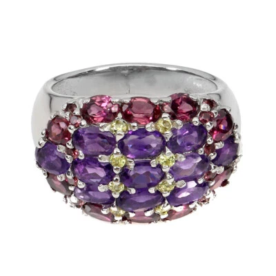 Кольцо из стерлингового серебра 925 пробы с овальным аметистом гранатом сапфиром натуральным драгоценным камнем ювелирные изделия - Изображение 1 из 4