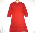Vtg 60s Pink Crochet Mini Dress Mod Shift Wave Detail Hand Made OOAK Rare S M