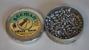 Vintage BEEMAN Silver Bear Hollow Point Pellet Tin with Silver Jet Pellets - Picture 1 of 5
