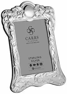 CARRS - Sterling Silver Photo Frame Art Nouveau Flowers Wood Back - 6" x 4" - Picture 1 of 3