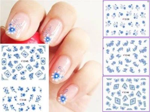 11 diseños 3D arte en uñas calcomanías flores azules pelar y pegar manicura  - Imagen 1 de 23