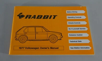 Owner ´S Manual / Manual VW Golf 1/ I Conejo Ee.uu. 1977 Modelo Desde 01/1977 - Imagen 1 de 2