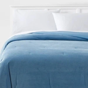 Room Essentials Corduroy Plush Comforter Twin/XL Blue* - Picture 1 of 7