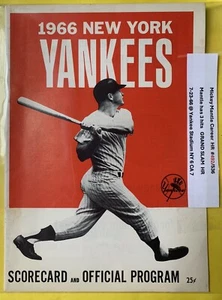 1966 Mickey Mantle Grand Slam HR #492 New York Yankees Baseball Programm Angels - Bild 1 von 1