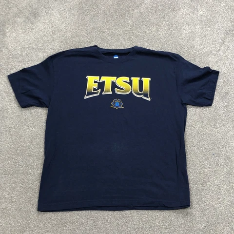 ETSU Buccaneers Shirt Men Large Blue Tee Short Sleeve East Tennessee Adult Top Cover