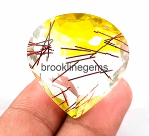 106 Ct Attractive Bi Color Rutilated Quartz Pear Cut EGL Certified Gemstone 4JUQ - Picture 1 of 9