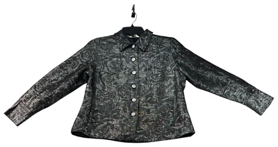 Blazer Laura Ashley Petite para mujer talla pequeña Petite SP negro plateado metálico Foto 1 de 4