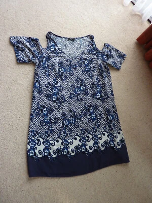 LADIES MATALAN PAPAYA COLD SHOULDER TOP TUNIC DRESS SIZE 14 GUC - Image 1 of 4