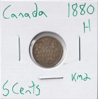 Coin Canada 5 Cents 1880 H KM2, silver - Image 1 of 4