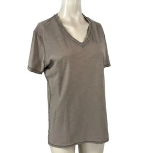 DIESEL - WOMEN'S MEDIUM - BROWN SHORT SLEEVE V NECK COTTON T-SHIRT - Picture 1 of 6