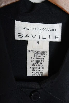 Vtg Rena Rowan for Saville Blouse Womens 6 Black Hidden Placket Pockets LS NWT - Image 1 of 4